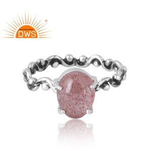 Meilleure vente 925 argent Sterling naturel fraise Quartz bague en pierres précieuses fabricant de bijoux personnalisés - Product Image 3