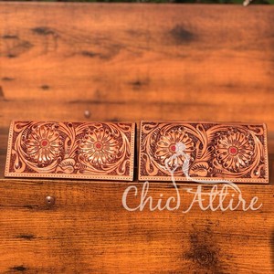 Nueva llegada único grabado tallado de cuero largo de los hombres cartera hecha a mano de cuero de los hombres Bi Fold billetera larga regalo personalizado para él - Product Image 1