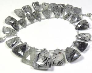 Cuentas de Piedras Preciosas de Cuarzo Rutilado Turmalinado Natural, 9-20 mm, Facetadas, Forma de Escudo, Piedras Preciosas Sueltas, para Collar de 9 Hilos - Product Image 3