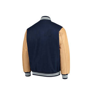 Bomber de béisbol para hombre de alta calidad con logotipo personalizado de fabricante OEM, chaqueta universitaria con mangas de cuero bordadas y cremallera de talla grande - Product Image 2