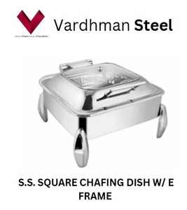 Plato de frotamiento cuadrado de acero inoxidable con calefacción de gas 7L Capacidad Servidor de buffet Marco cuadrado - Product Image 4