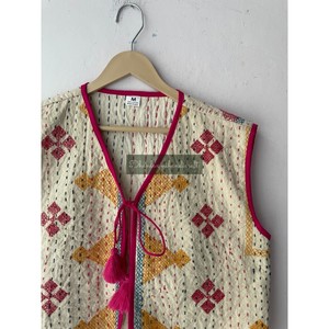 Chaleco Informal de Invierno para Mujer, Abrigo Corto sin Mangas con Bordado Geométrico, Ropa de Calle con Logotipo Frontal para Fiestas de Uso Diario - Product Image 3