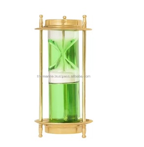 Nautical Antique Brass Sand <b>Timer</b> Green Liquid Modern Design Home Decorative Gift for <b>Kitchen</b> Office Table Top Desk Top - Product Image 1