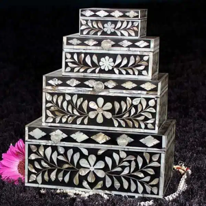 Boîtes à bijoux incrustées de nacre de luxe fabriquées à la main stockage de bibelots souvenir avec incrustation de nacre boîte élégante - Product Image 4