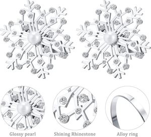 แหวนกระดาษเช็ดปากประดับพลอยเทียมสีเงินเกล็ดหิมะสำหรับงานแต่งงานและงานปาร์ตี้ - Product Image 1