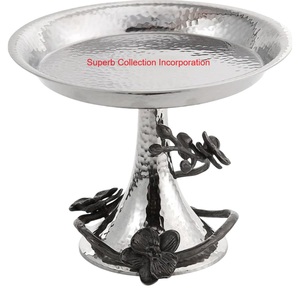 Modern Handmade Pomegranate Branch Metal <b>Cake</b> <b>Stand</b> Elegant Silver Hammered Finish Dessert Pastry Display Tray - Product Image 2