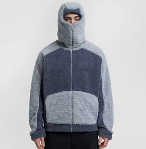 Wholesale Full Face Zip up <b>Jacket</b> Pullovers <b>Thick</b> Plain Blank Heavy Winter Warm Soft <b>Fleece</b> Masked Ninja Sherpa Hoodies <b>Men</b> - Product Image 3