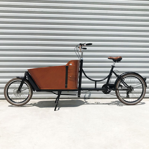 Vélo cargo à 2 roues de bonne qualité, 6 vitesses, avec boîte à marchandises, cadre en acier, boîte en bois, pour usage familial - Product Image 4