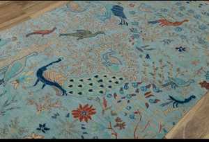 พรมปักลายนกสีฟ้า5x7ปรับแต่งได้พรมผูกปมมือคุณภาพสูงสำหรับบ้านหรือโรงแรมพื้นที่ห้องสวดมนต์มีสไตล์ - Product Image 4