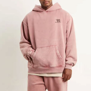 Sweat à capuche Streetwear délavé à l'acide pour hommes avec coutures propres et coupe décontractée Sweat à capuche fonctionnel en coton mélangé délavé à l'acide - Product Image 2