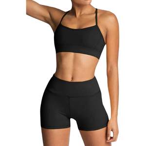 Sublimación personalizada Sujetador deportivo sin costuras Pantalones cortos Mujeres Dos piezas Gimnasio Activewear Secado rápido Correr Entrenamiento Fitness Conjuntos - Product Image 5