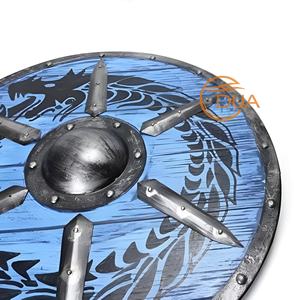Bouclier Viking médiéval en bois peint à la main de 24 pouces avec motif de dragon, prêt au combat, parfait pour le cosplay ou la décoration murale - Product Image 6