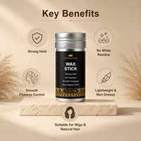 Cire coiffante naturelle en stick à tenue forte, hydratante, sans résidu blanc, pour perruques, bords et cheveux naturels – Marque privée