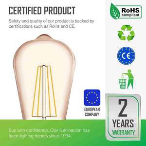 Bombilla LED de Filamento E27 ST64 de 8W, Iluminación LED de Bajo Consumo - Product Image 2