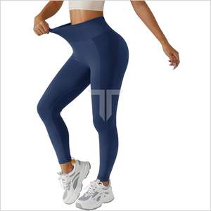 Mallas fruncidas sin costuras para mujer, mallas activas transpirables para Yoga, correr, entrenamiento con Control de barriga, logotipo de levantamiento de glúteos en la cintura - Product Image 6