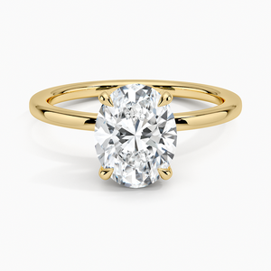 Top vente ovale coupe laboratoire cultivé diamant 14K or massif caché Halo Solitaire bague de fiançailles et de mariage cadeau d'anniversaire pour les femmes - Product Image 1