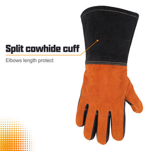 Gants de sport en cuir de vachette fendu de qualité supérieure résistant à la chaleur BBQ Grill Cheminée Tig Soudeur Gants de sécurité de soudage - Product Image 2
