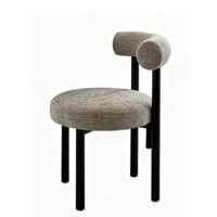 Chaise de salle à manger moderne en lin avec dossier incurvé, pieds en métal, siège d'appoint sans accoudoirs pour la maison, l'appartement ou le restaurant