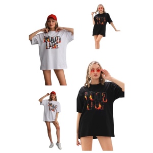 T-shirt en coton tricoté épais grande taille avec imprimé graphique vintage streetwear d'été, orné de diamants et de logo – ODM/OEM - Product Image 1