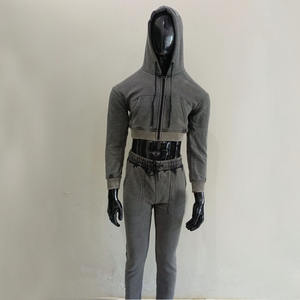 Women's Distressed Zip Hoodie Jogger Set Jogger Sweat suit Distressed Embroidery <b>Applique</b> <b>Patch</b> Acid Washed Women Men Tracksuit - Product Image 1