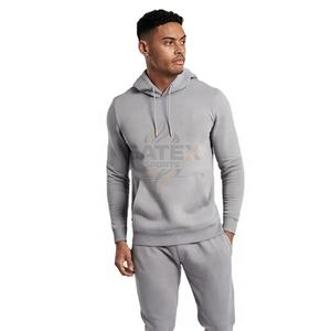 Conjunto de chándal deportivo de algodón para hombre de talla grande, chándal informal de algodón 100% que incluye pantalones de chándal inferiores con capucha de lana para invierno - Product Image 1