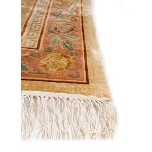 Tapis en soie noué à la main Gulmarg Pae-5101 doré, motif floral chinois traditionnel, épaisseur 10 mm, rectangulaire, pour couloir, idéal pour la maison des adolescents - Product Image 4
