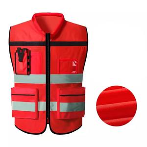 Combinaison de travail en polyester pour la sécurité nocturne, lavable, gilet de sécurité à haute visibilité avec poches réfléchissantes pour hommes - Product Image 4