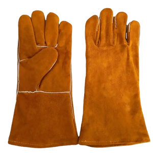 Venta al por mayor XL Split Guantes de soldadura de cuero resistente al calor ignífugo con forro de algodón EN388 Certificado Impermeable Protección de las manos - Product Image 1