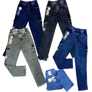 Salopette en coton pour garçons Style Hip Hop Pantalon délavé à poches multiples Coupe régulière en tissu tricoté Vêtements décontractés pour enfants - Product Image 4