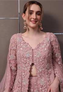 Vestido Salwar Kameez Indio de Diseño Completo para Fiesta/Boda, para Mujer, con Bordado Intenso, Tradicional, de Secado Rápido, Étnico - Product Image 6