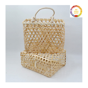 Panier traditionnel en bambou et rotin fait à la main pour cadeau et décoration de stockage de fruits en gros - Product Image 2