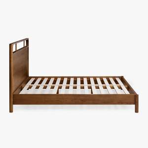 Minimalist Platform Bed with Wood <b>Headboard</b> - Product Image 5