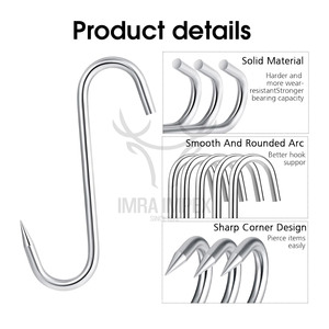 Imra Impex Heavy Duty Acero Inoxidable S Ganchos 8 Pack 10mm 8 Pulgadas Carnicería Barbacoa Herramientas Colgantes para Carne Pescado Salchicha Aves de corral - Product Image 3