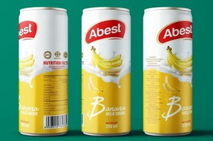 Fabricante de Vietnam, alto contenido de jugo, Abest, bebida de leche de plátano, bebida enlatada de sabor natural para caja de exportación, embalaje OEM ODM - Product Image 3