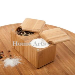 Set Of 2 Highest Quality Spice Jar Salt Pepper Box Handmade Wood Jar Kitchen Spice Storage Container With Lid - Product Image 5