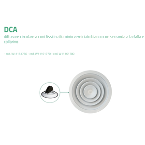 Difusor de Aire Acondicionado Circular Tecnosystemi, Conos Fijos de Aluminio con Regulador de Flujo Tipo Mariposa y Rejillas y Collares - Product Image 4