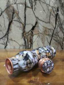 Botella de Cobre con Diseño de Rosas, Acabado Esmaltado, Frasco de Cobre Puro, Botella de Agua Metálica Reutilizable, Decorativa, para Bebidas Ayurvédicas - Product Image 2