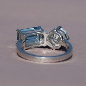 925 Sterling Silver Beautiful Ring Lab Grown Diamond Enhanced VVS Clarity Emerald <b>Cut</b> Two-<b>Stone</b> Design <b>for</b> Engagement Wedding - Product Image 4