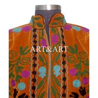 Veste d'hiver élégante pour femmes, en velours matelassé, broderie exquise, design Suzani, écologique, séchage rapide, doublure en coton de haute qualité