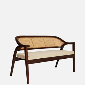 Modern Style Enigma Wood <b>Settees</b> Durable and Stylish Ivory Material <b>for</b> Living Room or Garden - Product Image 3