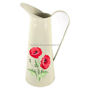 Farmhouse Style <b>Tall</b> Galvanized Metal Pitcher <b>Vase</b> and Planter with Handle Floral Design Perfect for Home Resurgent Use - Product Image 5