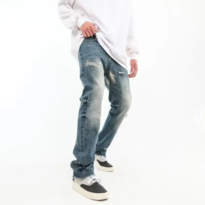 Pantalones Vaqueros para Hombre, Estilo Veraniego, Lavado al Agua, Corte Recto - Product Image 6