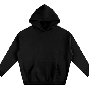 Sudadera con Capucha Negra, de Algodón y Felpa, Lisa, Holgada, Unisex, Informal, para Invierno, Ropa de Calle, al por Mayor - Product Image 5