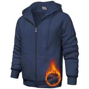 Sudadera con capucha gruesa de peso pesado Sudadera con cremallera Sudadera con capucha de alta calidad para hombre Patrón de logotipo personalizado Sudaderas con capucha lisas en blanco - Product Image 6