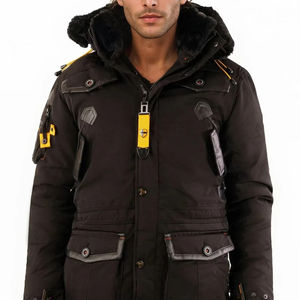 แจ็กเก็ตขนสัตว์มีฮู้ดสำหรับผู้ชายเสื้อคลุมขนสัตว์แบบมีซิปปรับแต่งโลโก้ได้สำหรับฤดูหนาว - Product Image 1