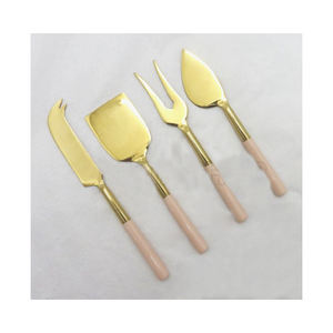 Couteaux à fromage en or électroplaqués avec manche en bois avec un Excellent nouveau design ensemble Unique de trancheuses à fromage en acier inoxydable - Product Image 2