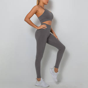 High Elastic Breathable Women's Yoga Set 2pcs Solid Pattern XL Size XXL Leggings Shorts Fitness <b>Sport</b> <b>Bra</b> Style for Adults - Product Image 6