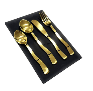 Juego de cubiertos de latón para utensilios de cocina, servir alimentos, comer, cubiertos, cuchara, tenedor de acero con espejo, juego de cuchillos a buen precio - Product Image 2