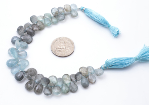 Cuentas de piedra de Aguamarina de musgo verde terroso, patrones ovalados de Chip de gota sueltos facetados para collar o pulsera, fabricación de joyas - Product Image 5