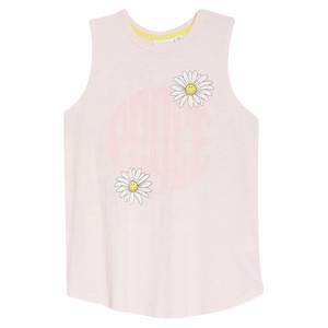 Quick Dry Plus Size Women's Sublimation Flower Print Gym <b>Running</b> Tanktop Recyclable O-neck <b>Vest</b> Front Logo Breathable Design - Product Image 5